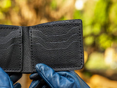 Textured Black Leather Bifold Wallet – Made to Order Minimalist Wallet for Men