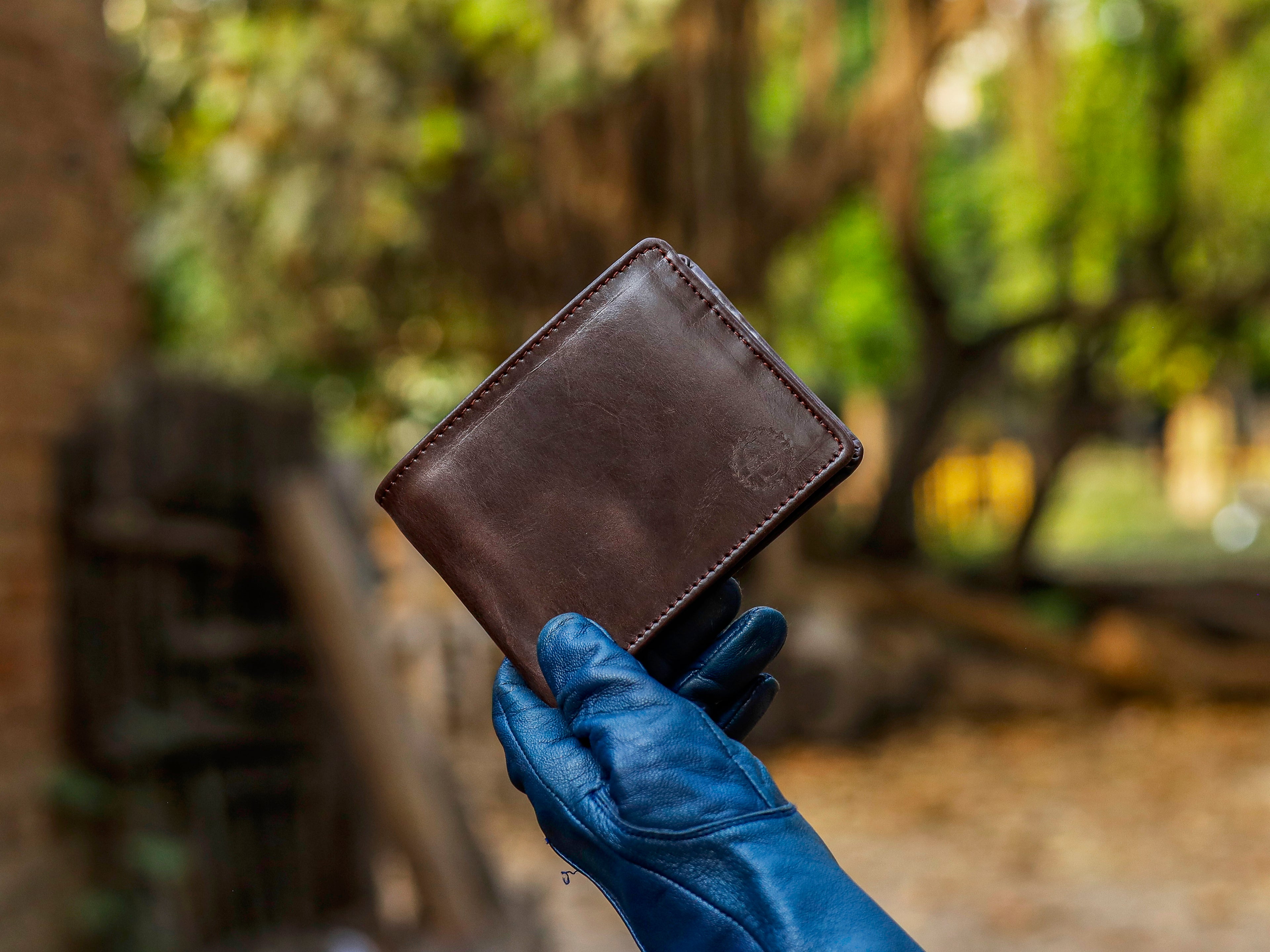 Dark Brown Crazy Horse Customized Leather Bifold Minimalist Wallet for Men