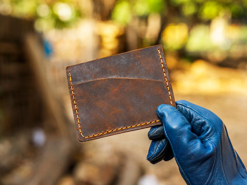 Pull-up Leather Card Holder – Made to Order Minimalist Slim Wallet (Unisex)