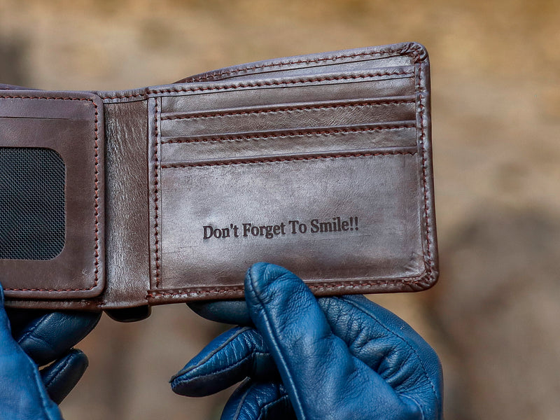 Dark Brown Crazy Horse Customized Leather Bifold Minimalist Wallet for Men