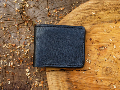 Textured Black Leather Bifold Wallet – Made to Order Minimalist Wallet for Men