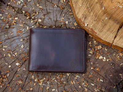 Dark Brown Crazy Horse Customized Leather Bifold Minimalist Wallet for Men