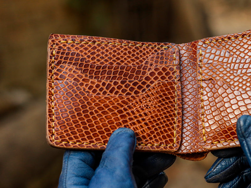 Reptile Pattern Leather Wallet – Made to Order Bifold Wallet